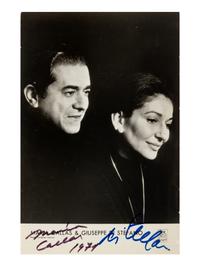 CALLAS, Maria (1923-1977) – DI STEFANO, Giuseppe (1921-2008). Black and white promotional photograph signed (“Maria Callas” and “Giuseppe Distefano”), 1974.