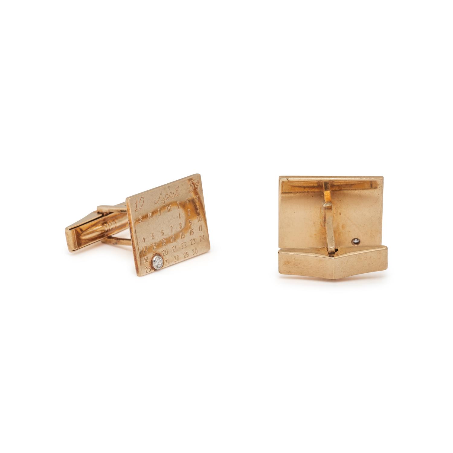 GOLD AND DIAMOND BIRTHDAY CUFFLINKS