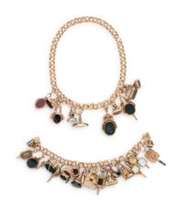 CONVERTIBLE YELLOW GOLD AND FOB CHARM NECKLACE/BRACELET