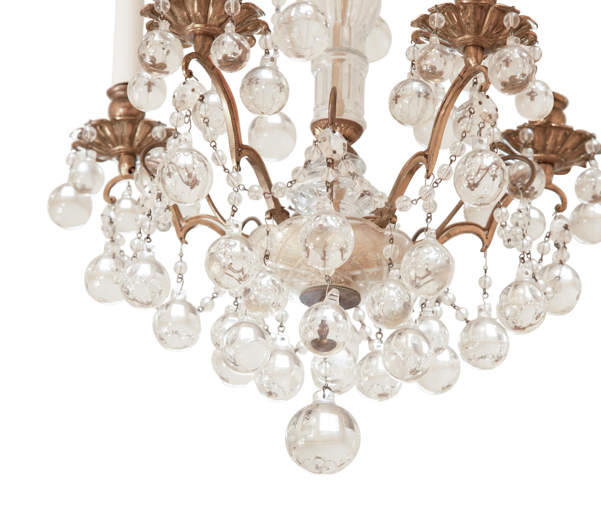 A French Gilt Bronze and Cut Glass Five-Light Chandelier
