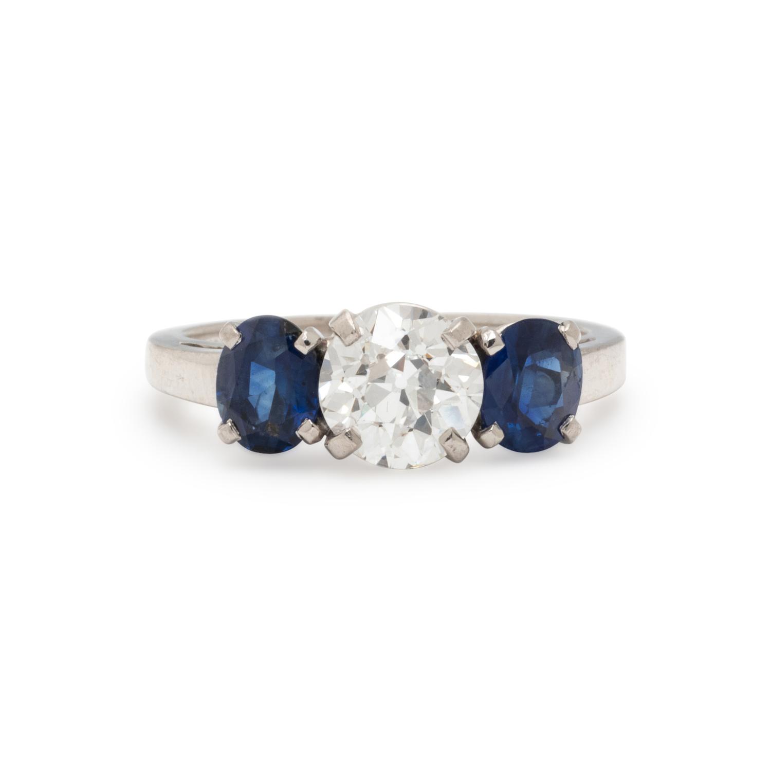 SPAULDING & CO., DIAMOND AND SAPPHIRE RING