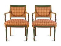 A Pair of Neoclassical Style Painted Armchairs