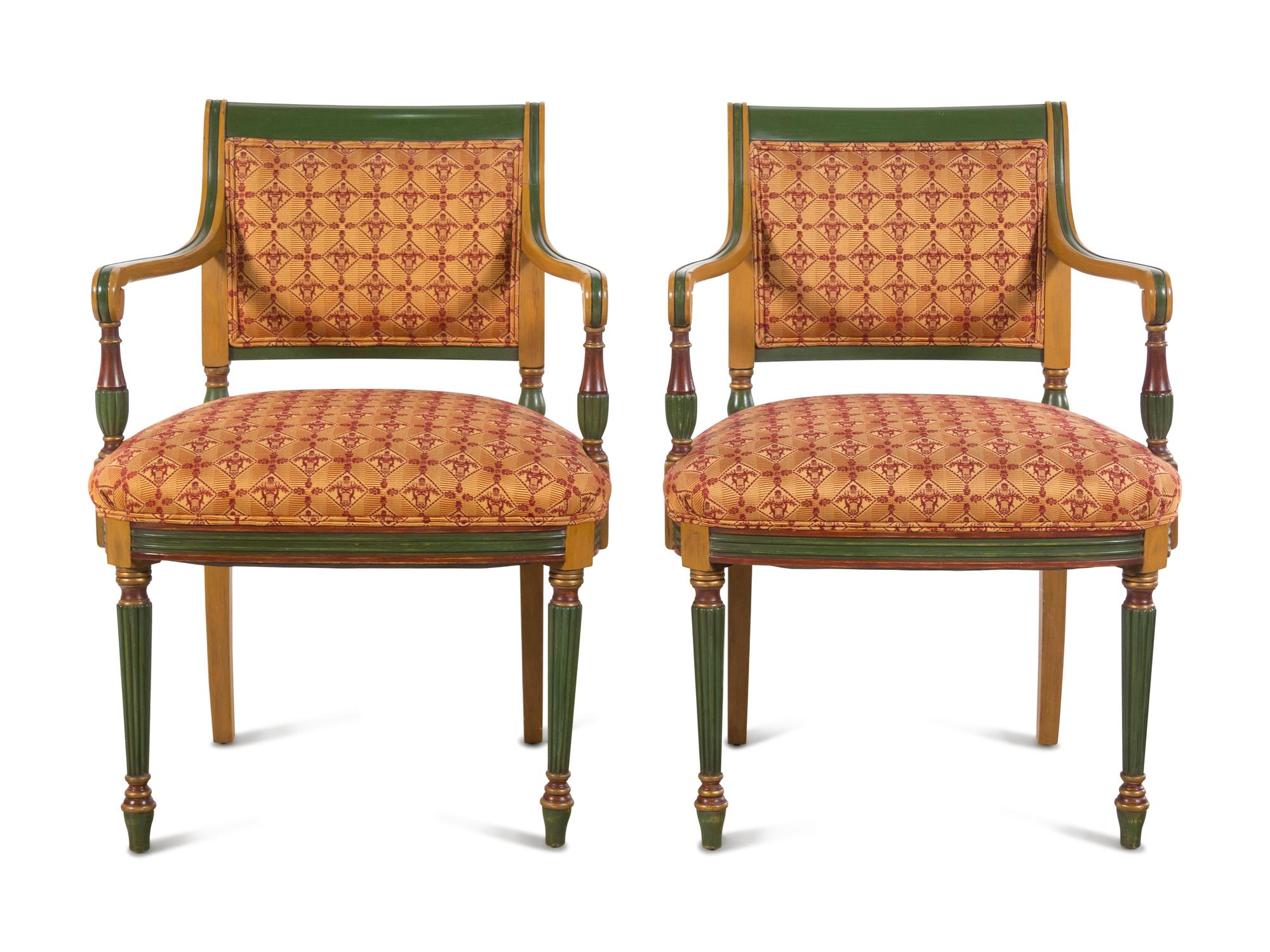 A Pair of Neoclassical Style Painted Armchairs