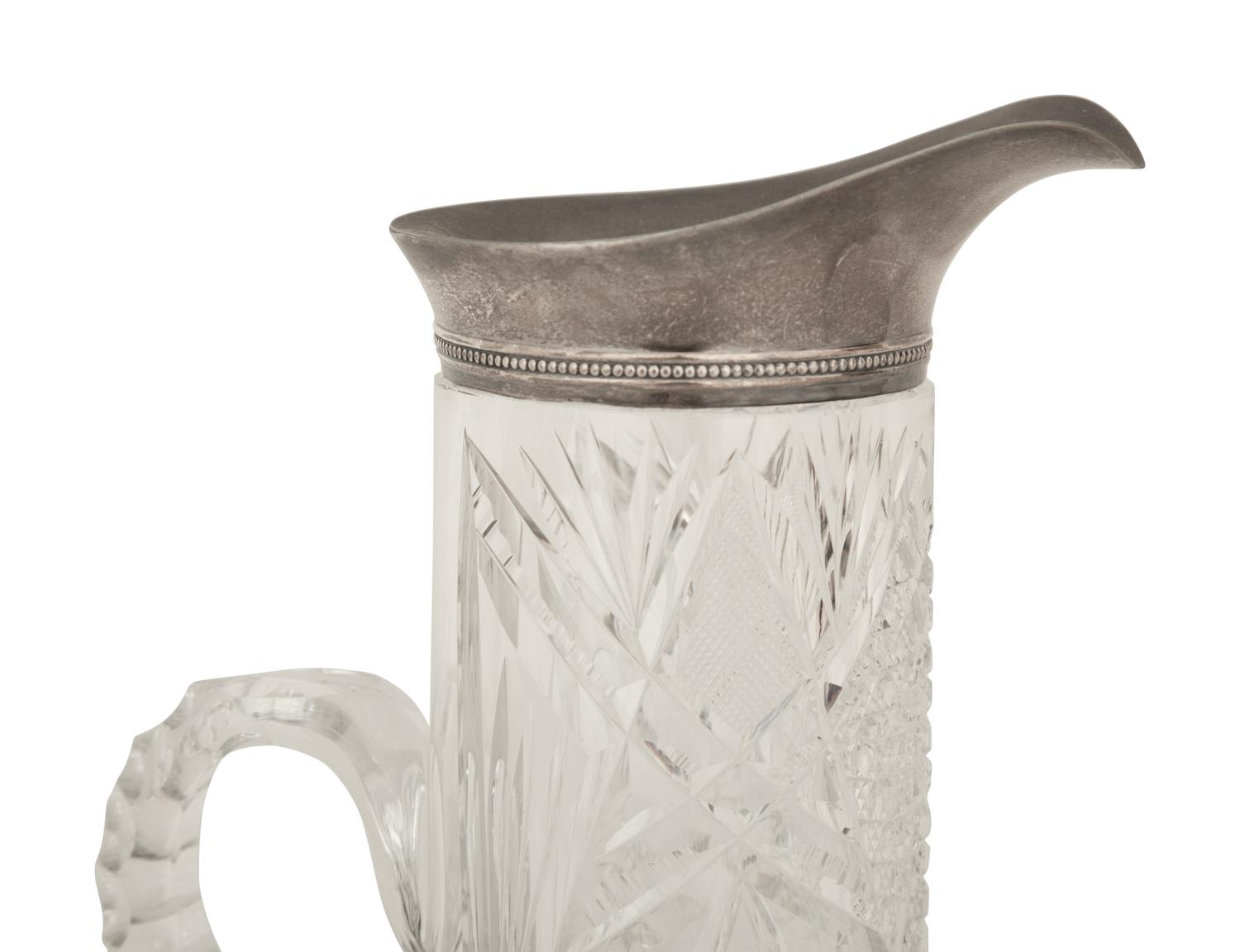 Two American Cut-Glass and Silver-Plate Pitchers