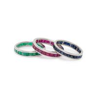 COLLECTION OF RUBY, SAPPHIRE, AND EMERALD BANDS