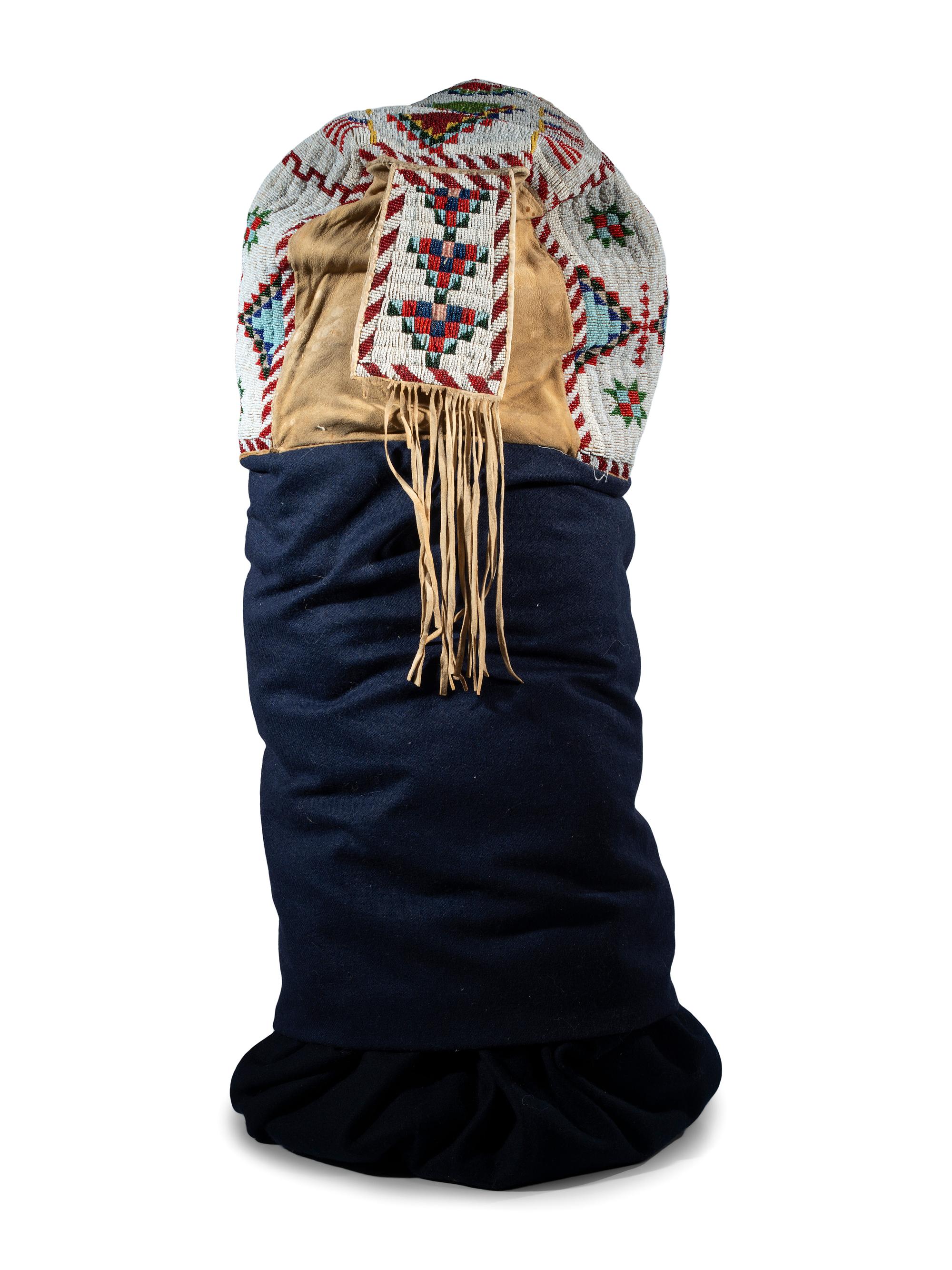 Sioux Beaded Soft-sided Cradle, with American Flags