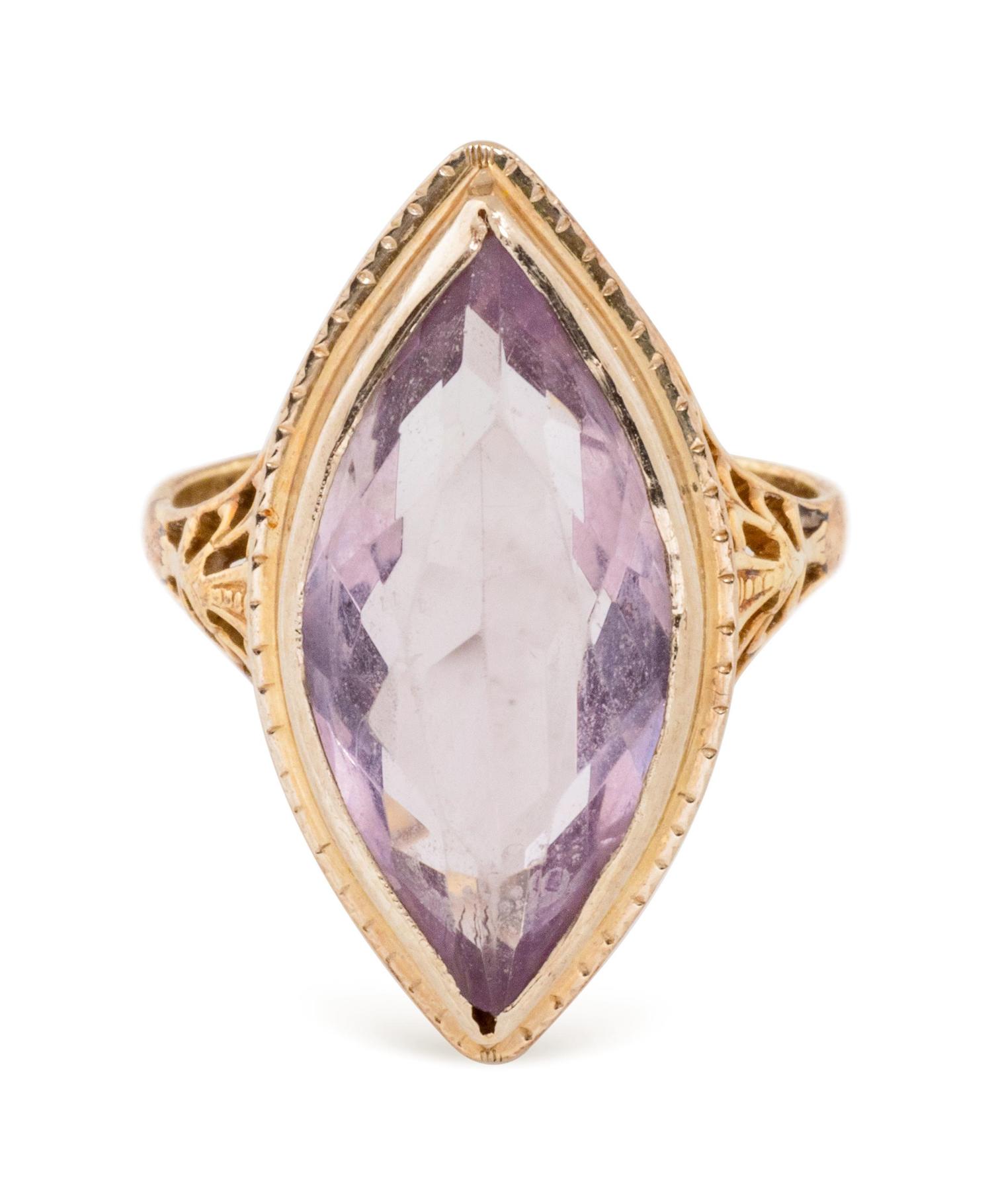 A Bicolor Gold and Amethyst Ring,
