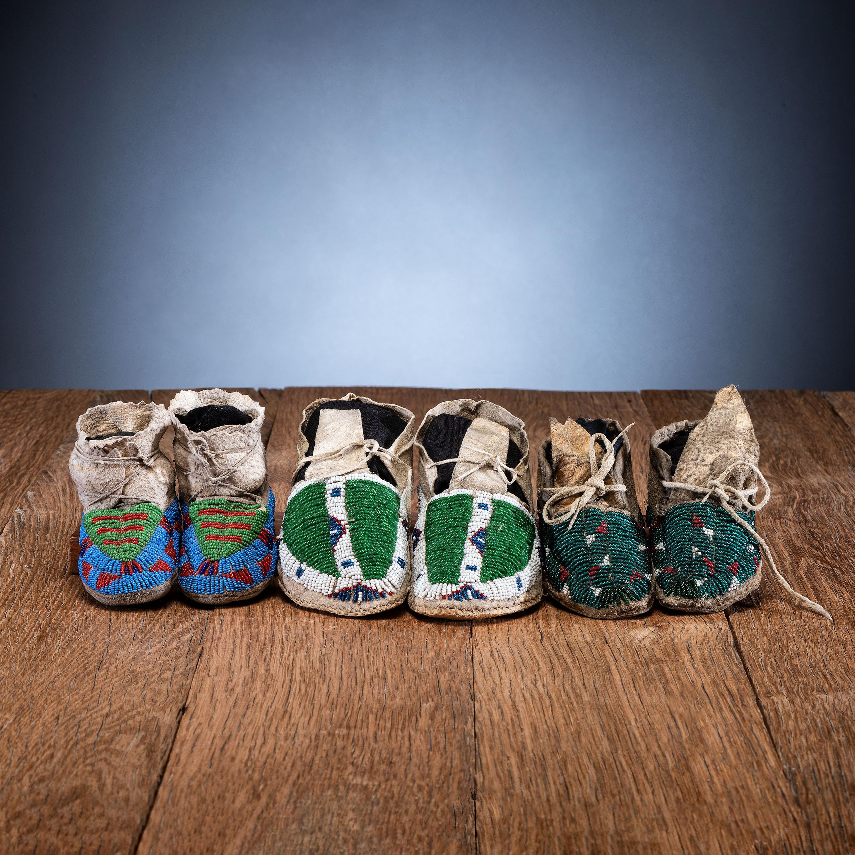 Sioux Child's Beaded Hide Moccasins