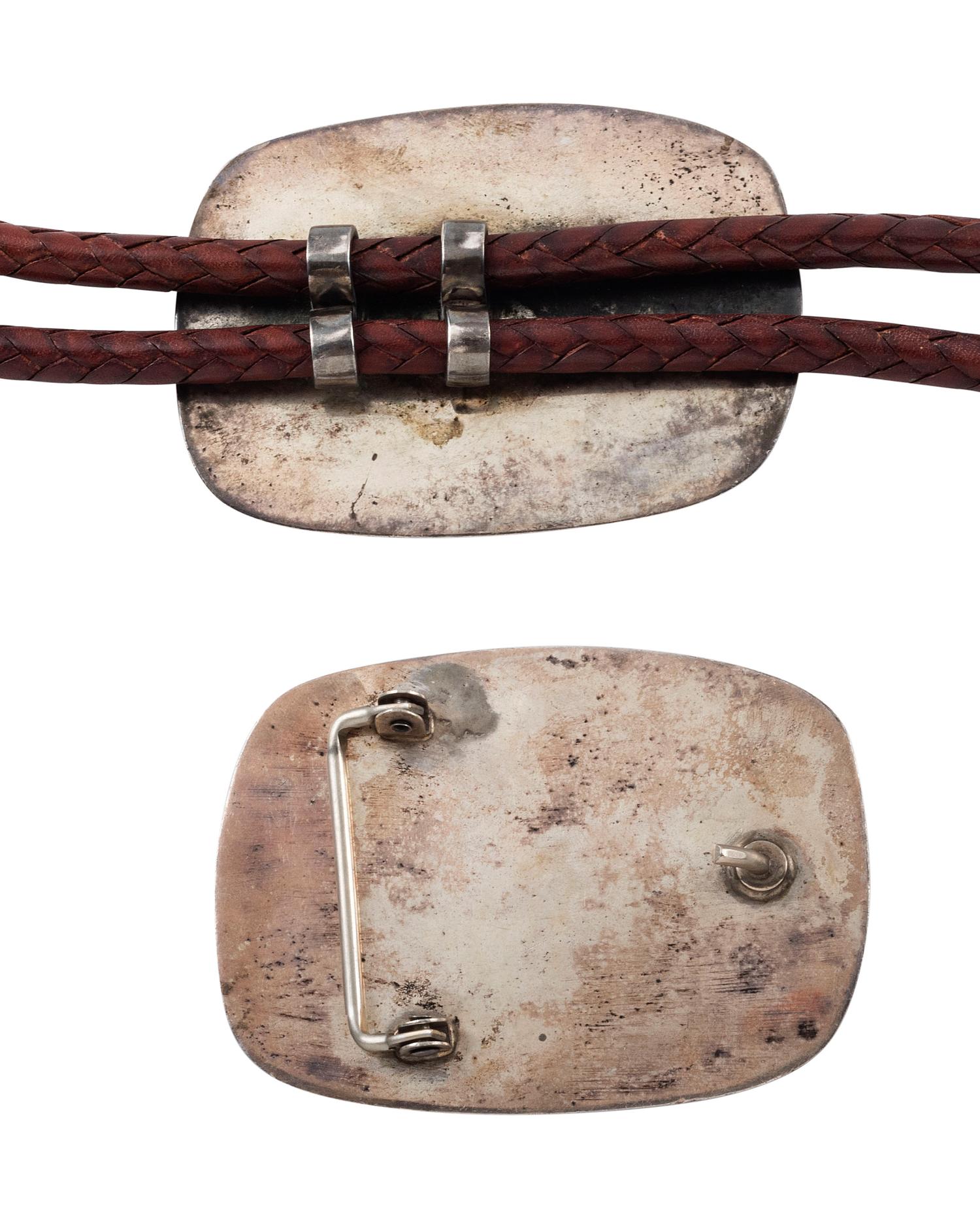 Southwestern Tufa Cast Silver Buffalo Bolo Tie, Belt Buckle, and Ring, with 14K Gold Accents