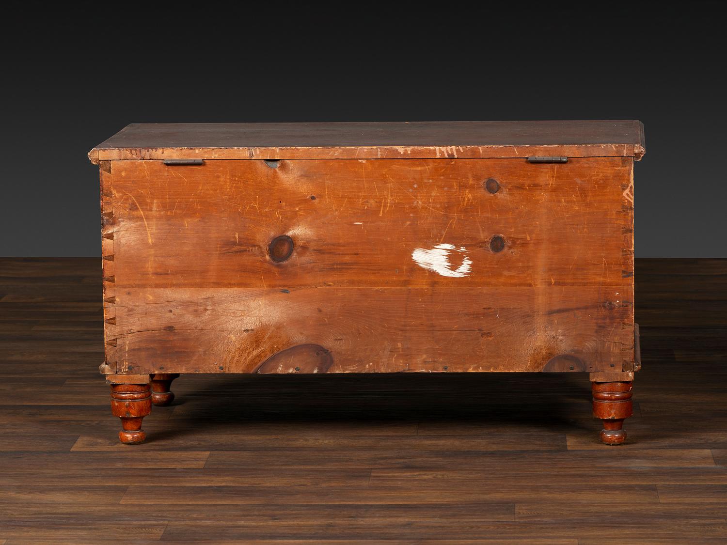 A Country Grain Painted Poplar and Pine Blanket Chest