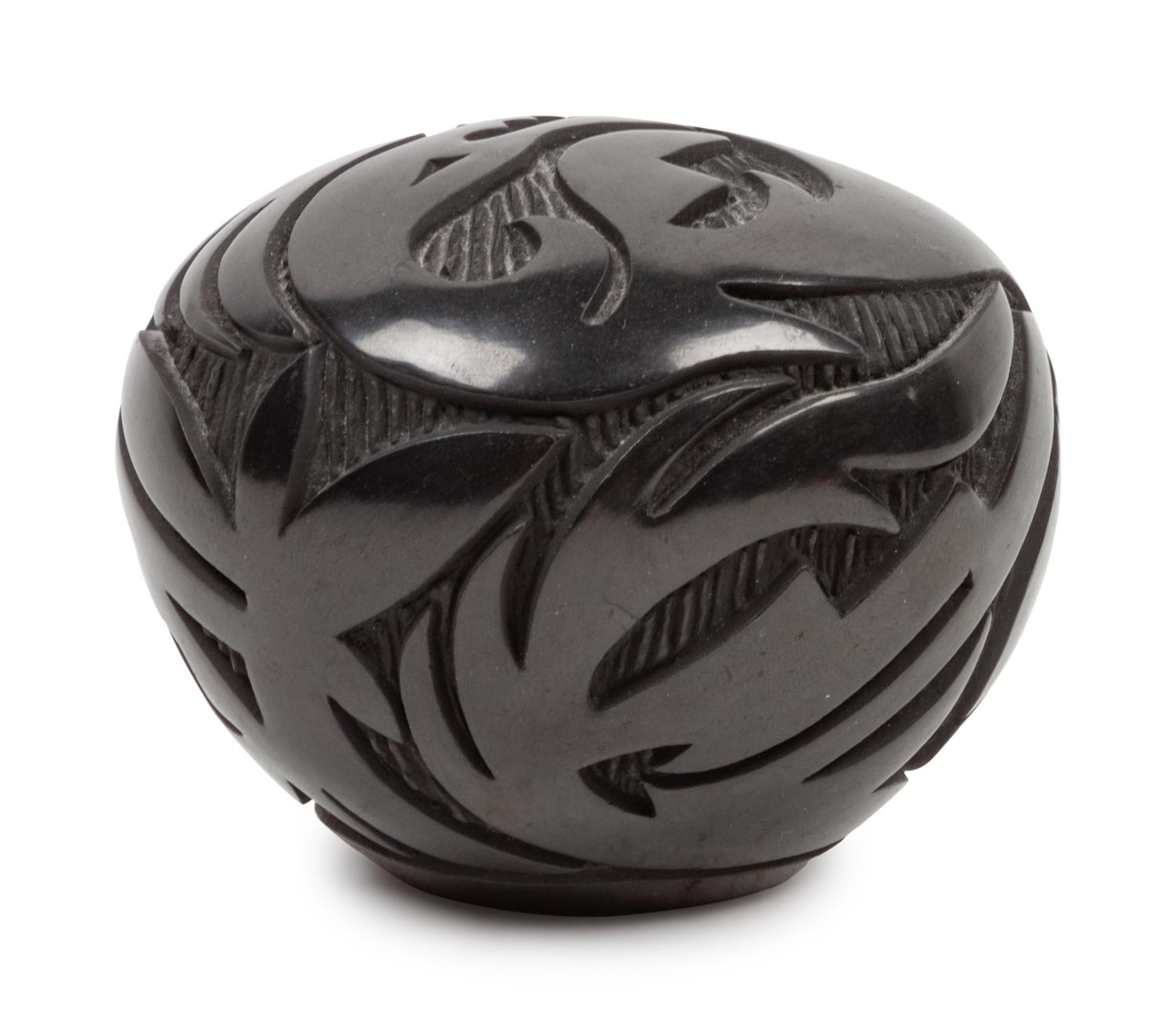 Carved Blackware Seed Jar with Avanyu, 1988