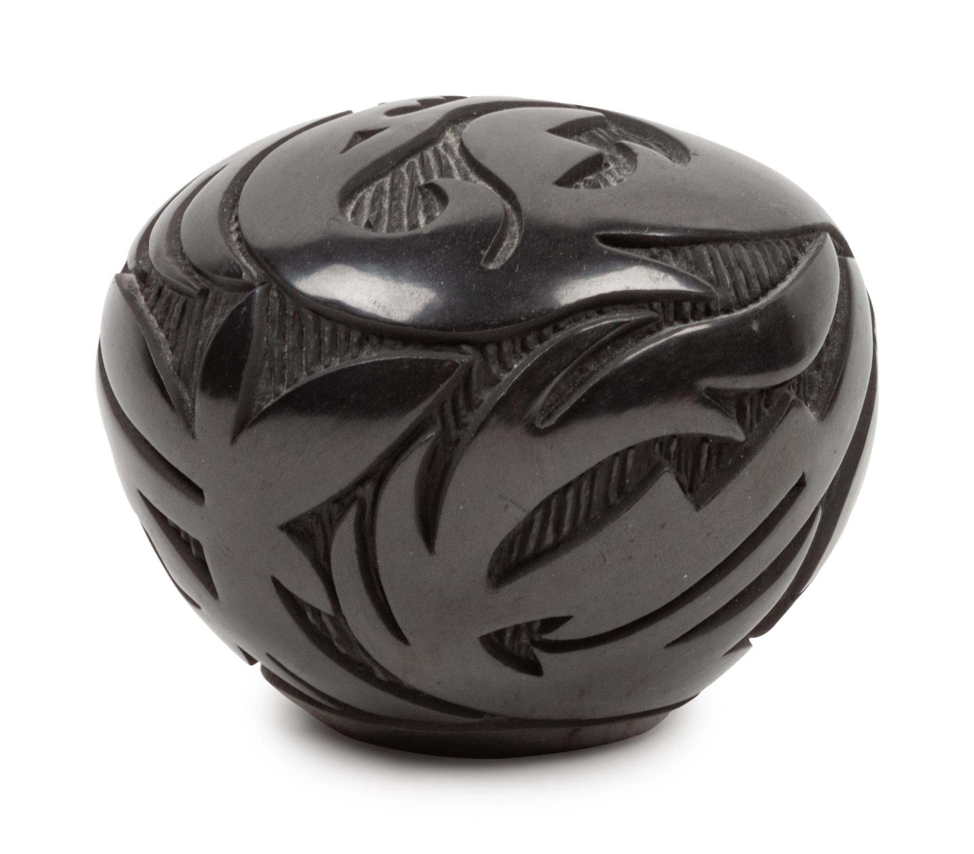 Carved Blackware Seed Jar with Avanyu, 1988