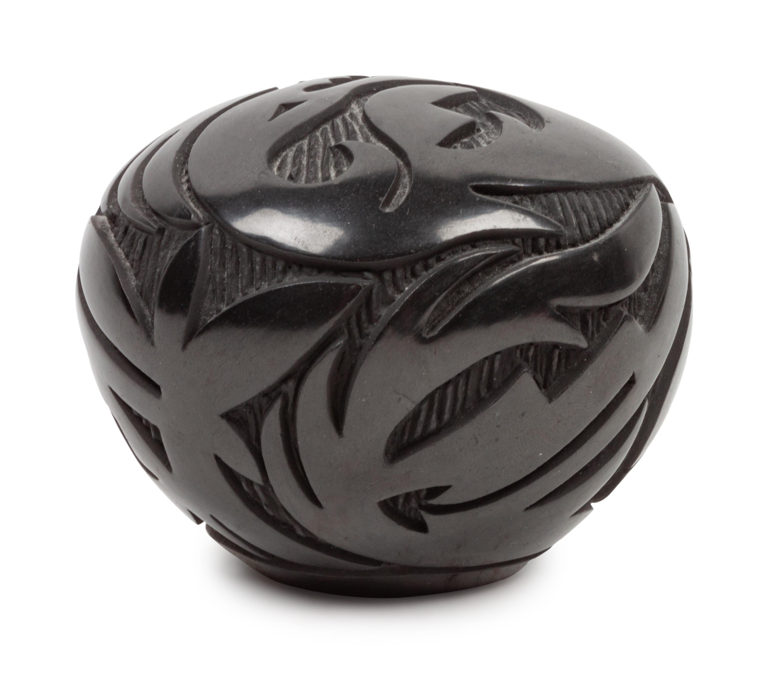 Carved Blackware Seed Jar with Avanyu, 1988