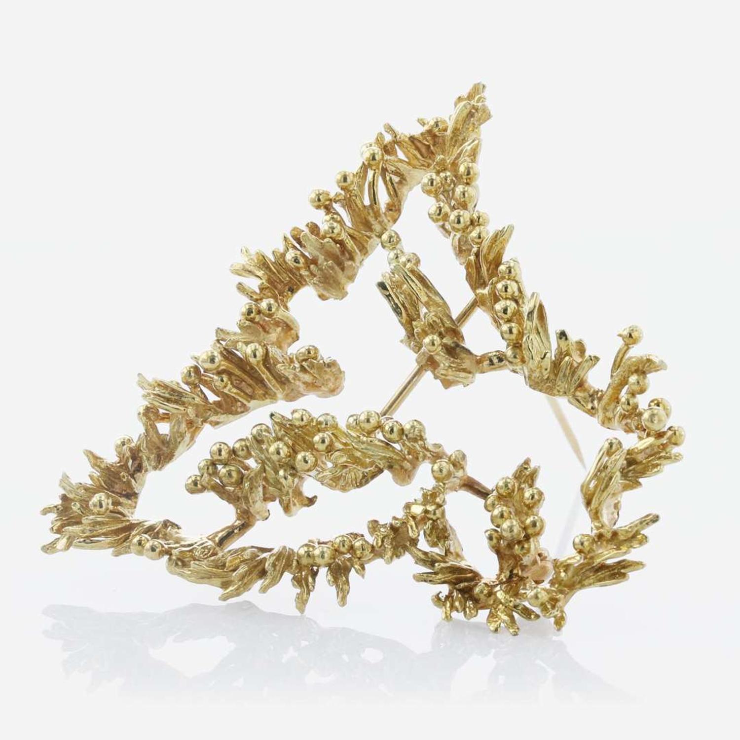 A 14K Yellow Gold Modernist Brooch