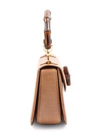 Gucci Brown Lizard Handbag with Bamboo Handle