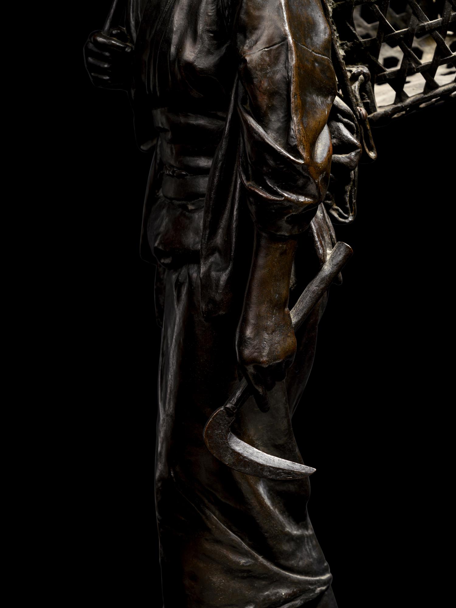 A Bronze Okimono of a Lady