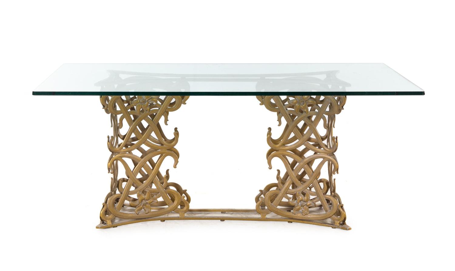 A Gilt Metal and Glass Dining Table