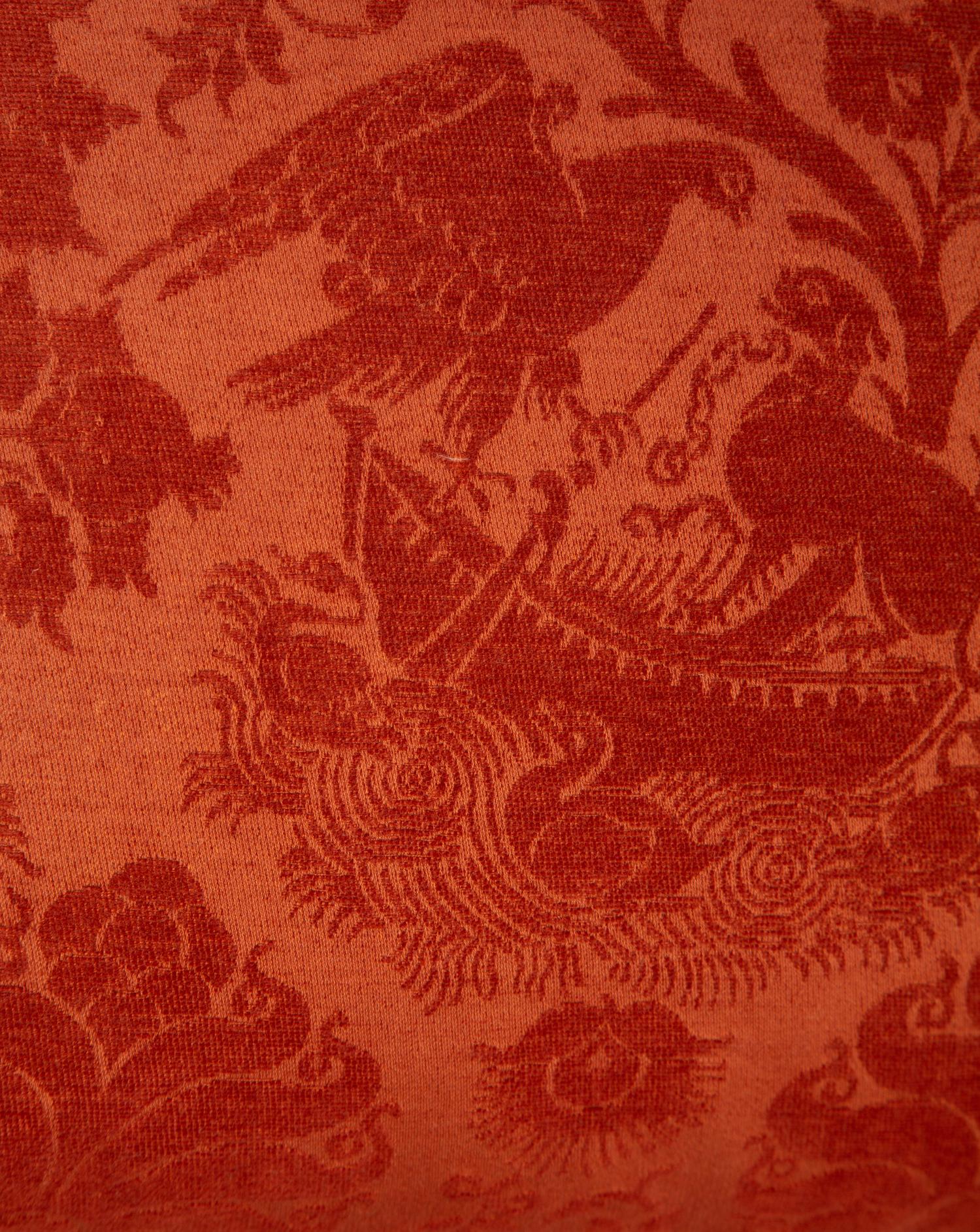 Six Five Red Silk and Velvet Pillows