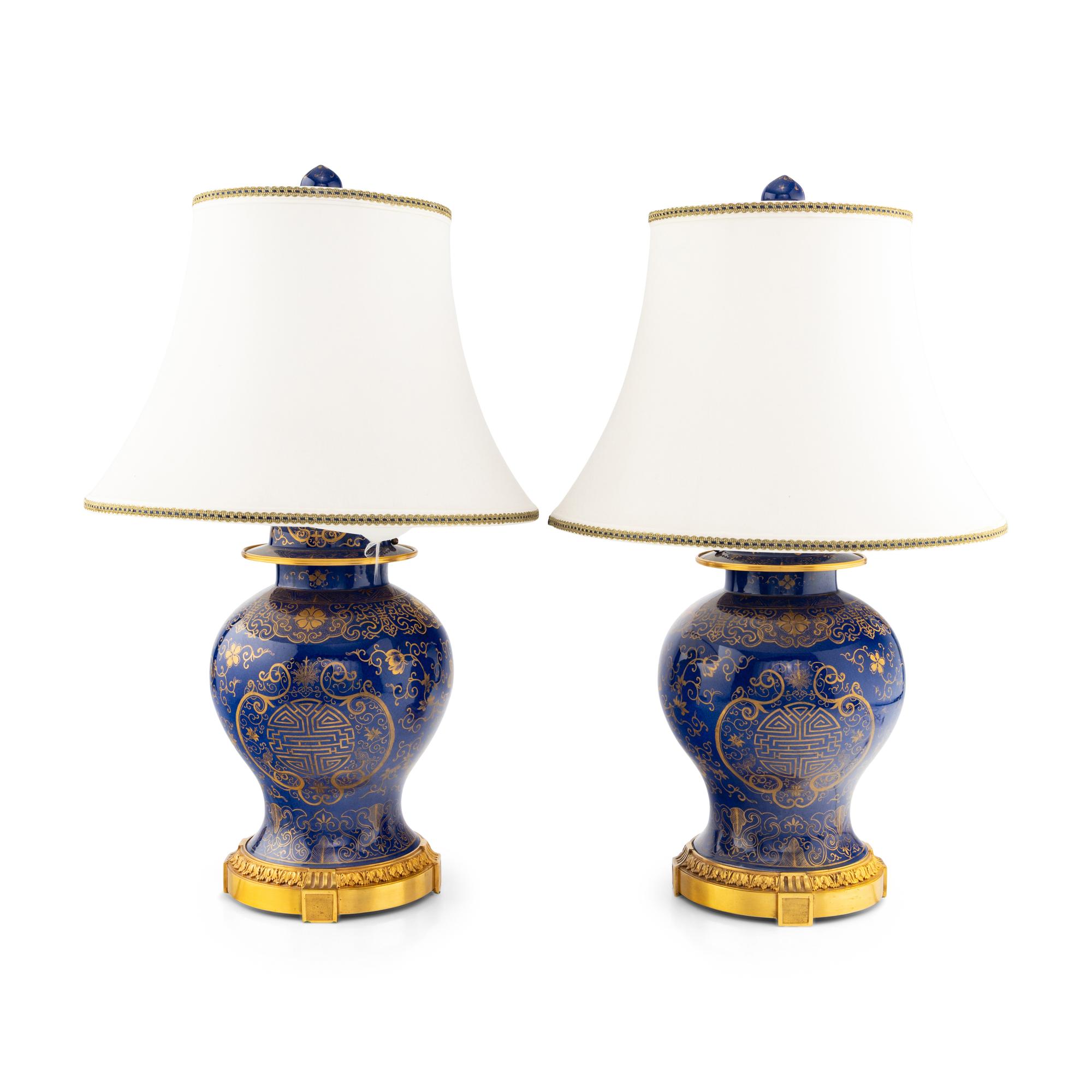 A Pair of Gilt-Bronze Mounted Porcelain Vases
