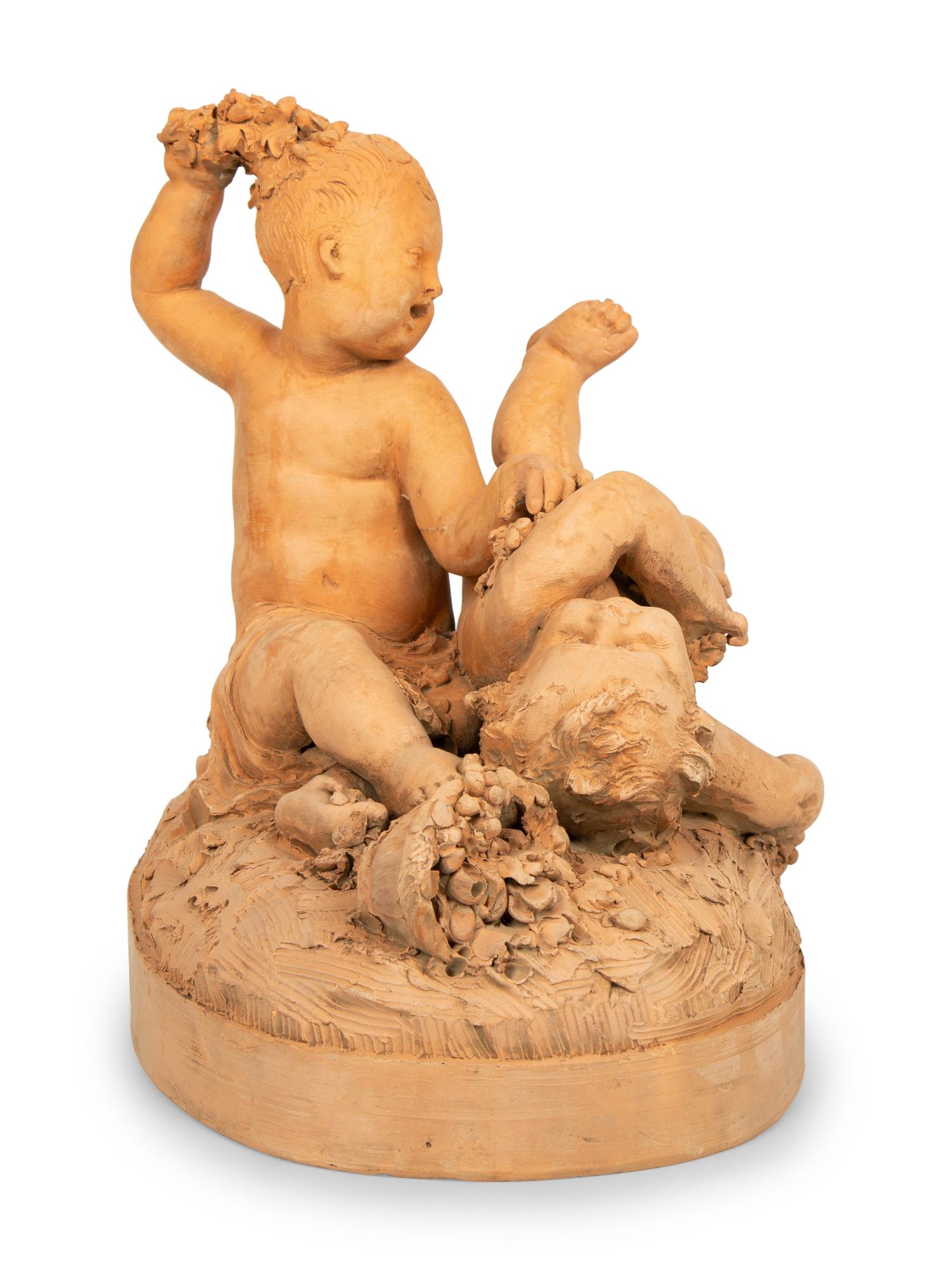 A Continental Terra Cotta Figural Group in the Style of Clodion — 20TH CENTURY