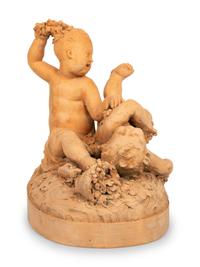 A Continental Terra Cotta Figural Group in the Style of Clodion — 20TH CENTURY