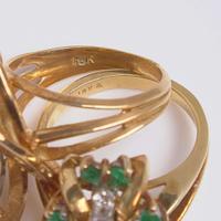 Three Ladies 18K Yellow Gold and Gemstone Rings
