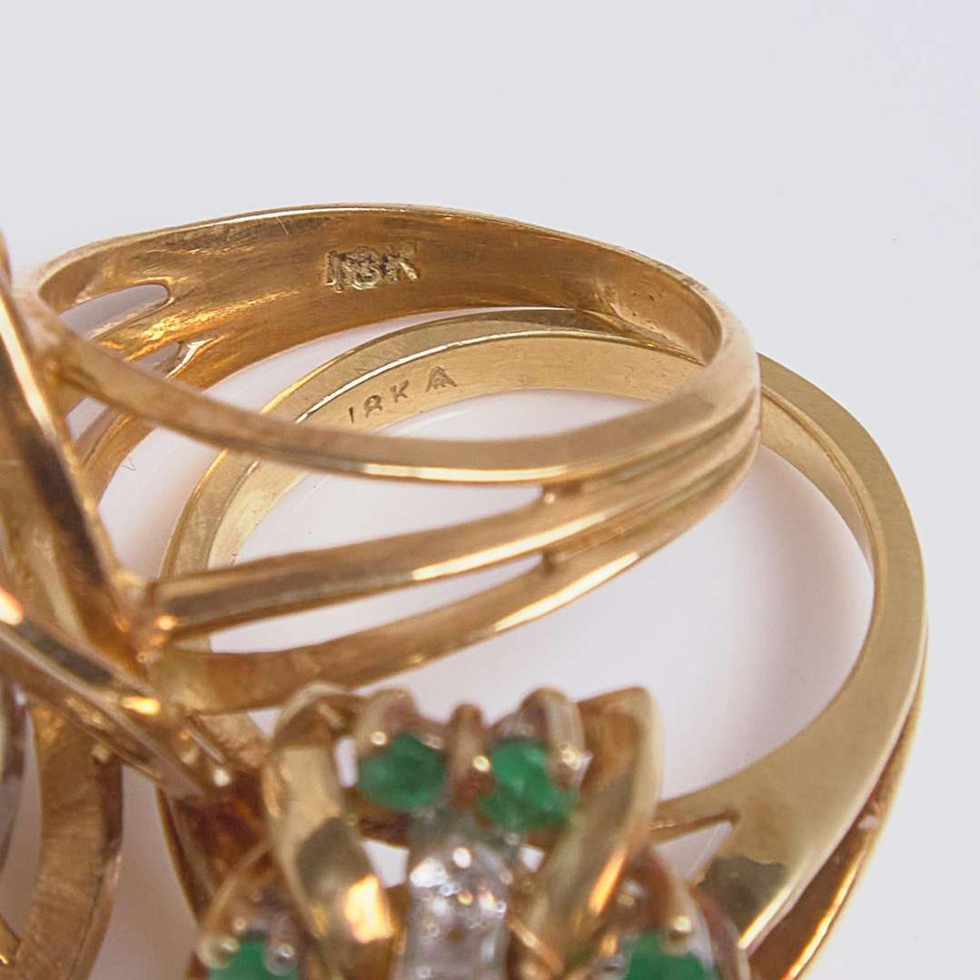 Three Ladies 18K Yellow Gold and Gemstone Rings