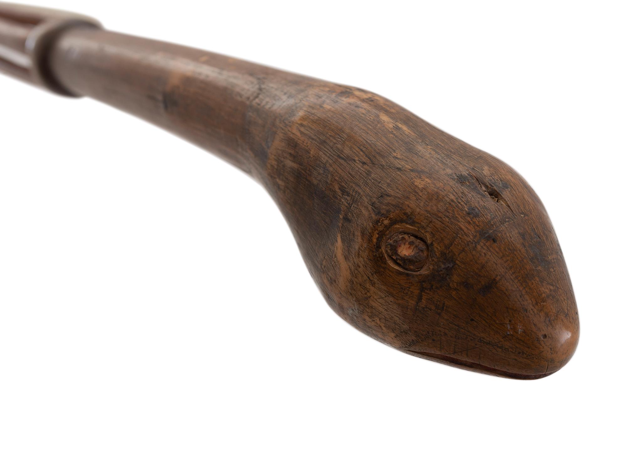 Western Great Lakes Polychrome Wood Staff, with Puzzle Stem