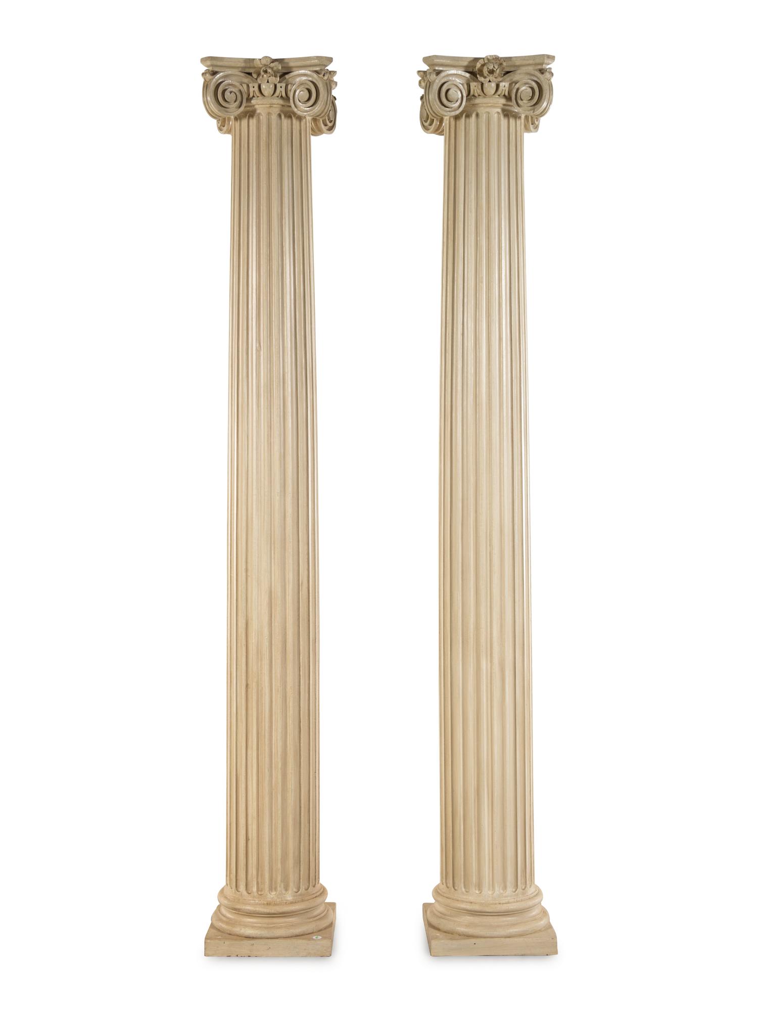 A Pair of Painted Wood Ionic Columns