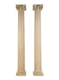A Pair of Painted Wood Ionic Columns