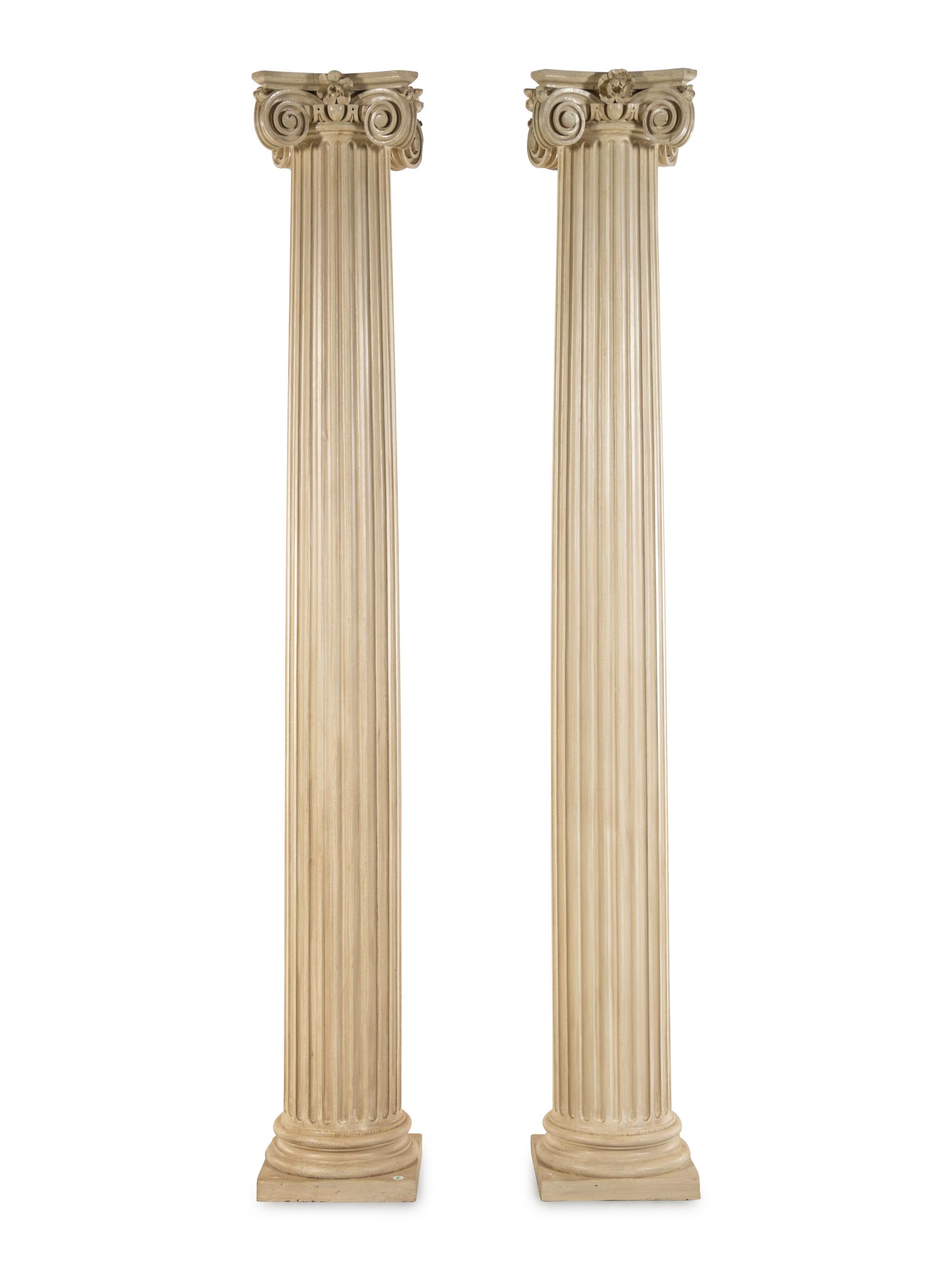 A Pair of Painted Wood Ionic Columns