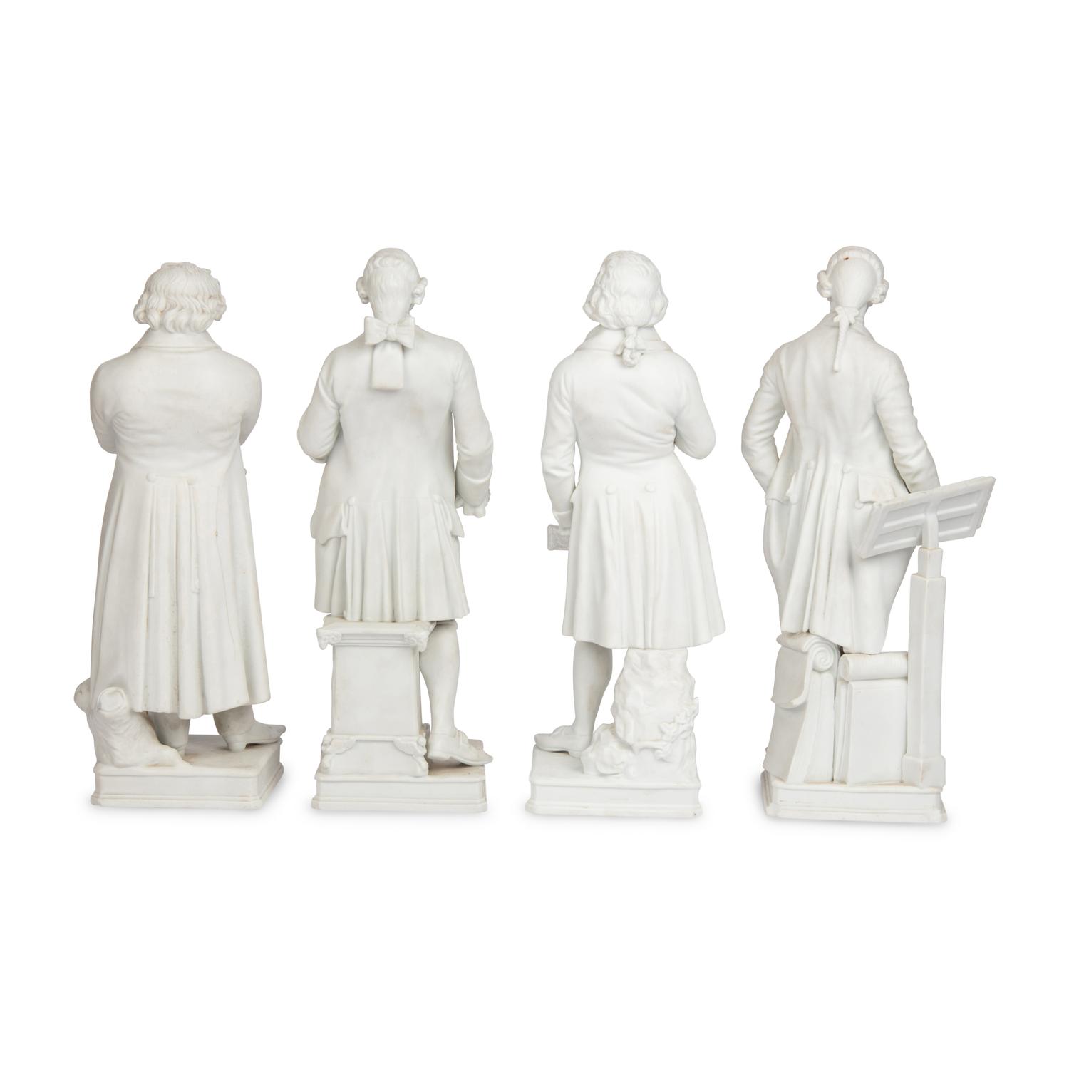A Group of Four Bisque Porcelain Models of Composers