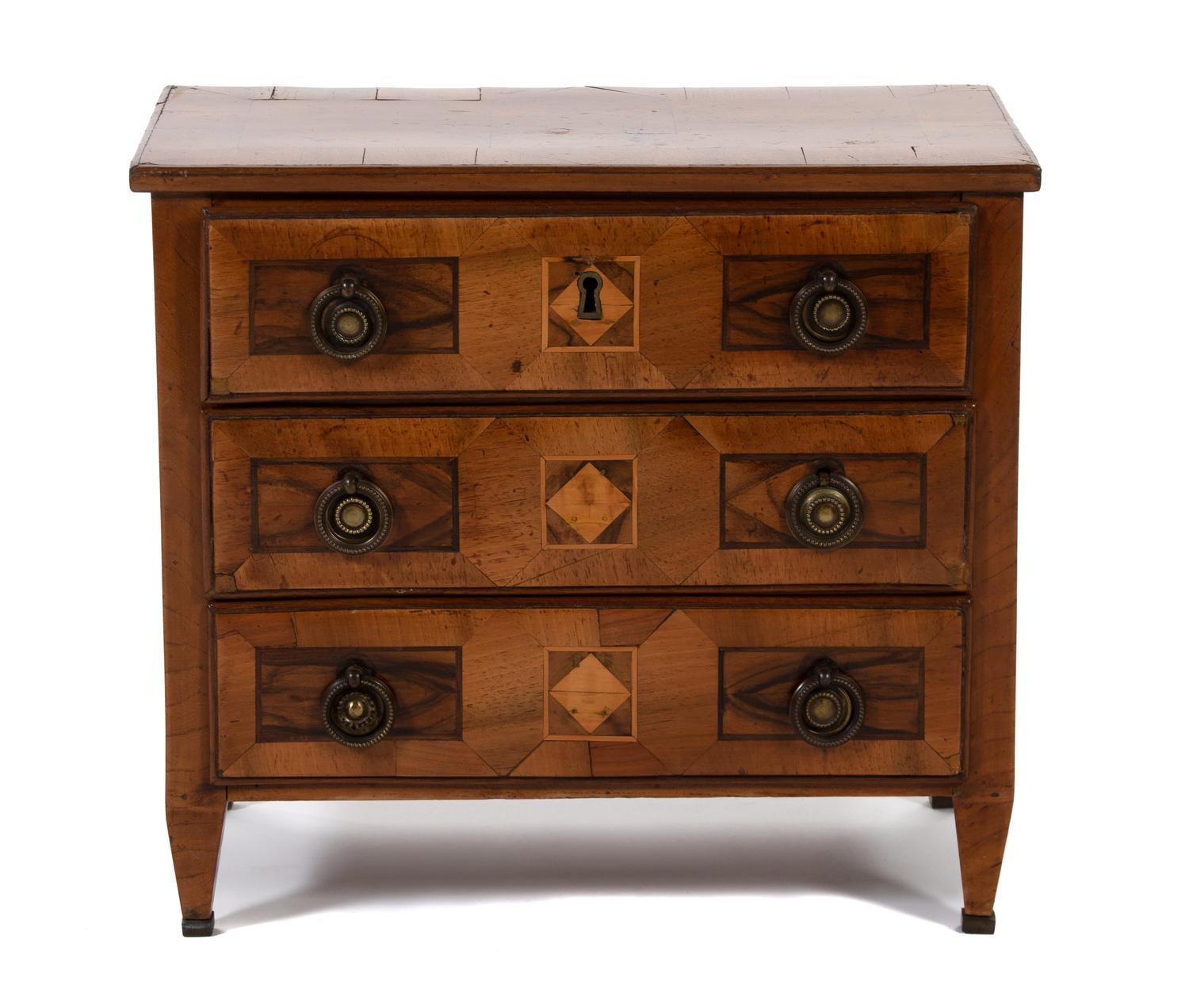 An Italian Neoclassical Style Fruitwood Miniature Chest of Drawers