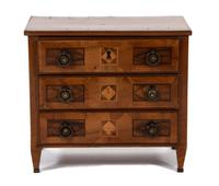 An Italian Neoclassical Style Fruitwood Miniature Chest of Drawers