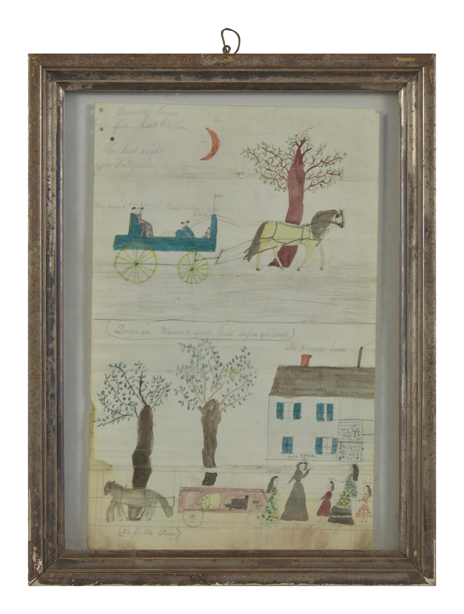 American School 19th Century, A Pair of Double-Sided Ledger Drawings