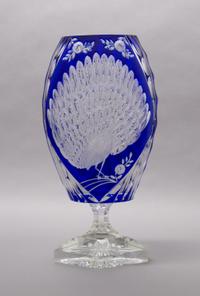 A Bohemian Cut-to-Clear Glass Vase, Height 14 1/8 inches.