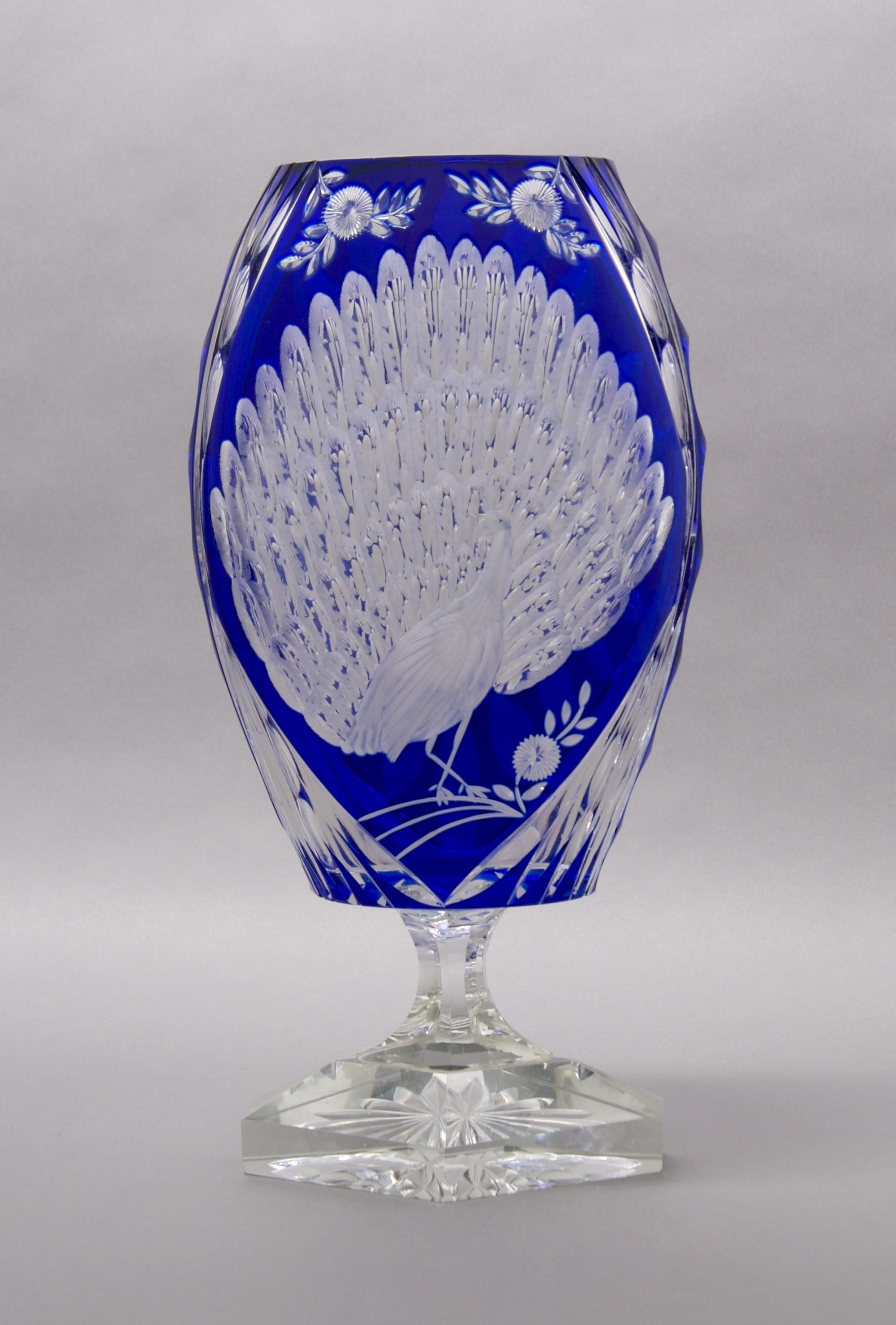 A Bohemian Cut-to-Clear Glass Vase, Height 14 1/8 inches.