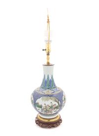 A Chinese 'Famille Verte' Porcelain Vase Mounted as a Lamp