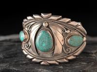 Navajo Silver and #8 Turquoise Cuff Bracelet