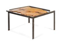 American, LATE 20TH CENTURY, a free-edge wood and metal occasional table