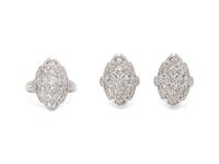 DIAMOND AND WHITE GOLD RING AND EARRINGS