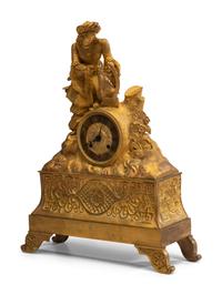 A Continental Gilt Metal Figural Mantel Clock