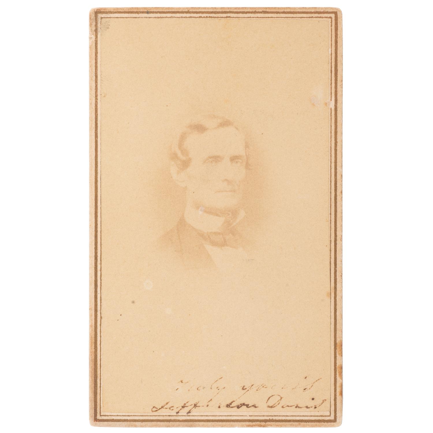 Jefferson Davis CDV, Signed and Dated to his Imprisonment in Fort Monroe