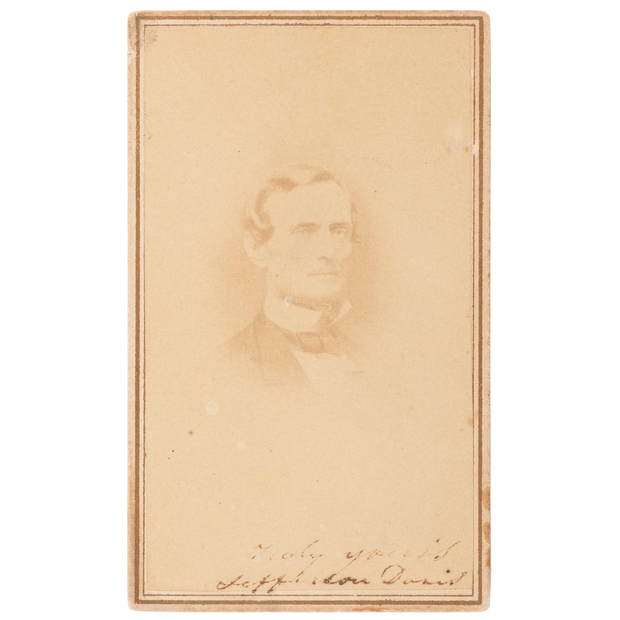 Jefferson Davis CDV, Signed and Dated to his Imprisonment in Fort Monroe