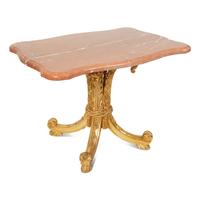 A Louis XV Style Carved Giltwood Rouge Marble Top Table