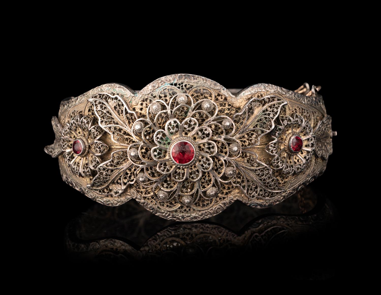 Two Chinese Metal Filigree Bracelets