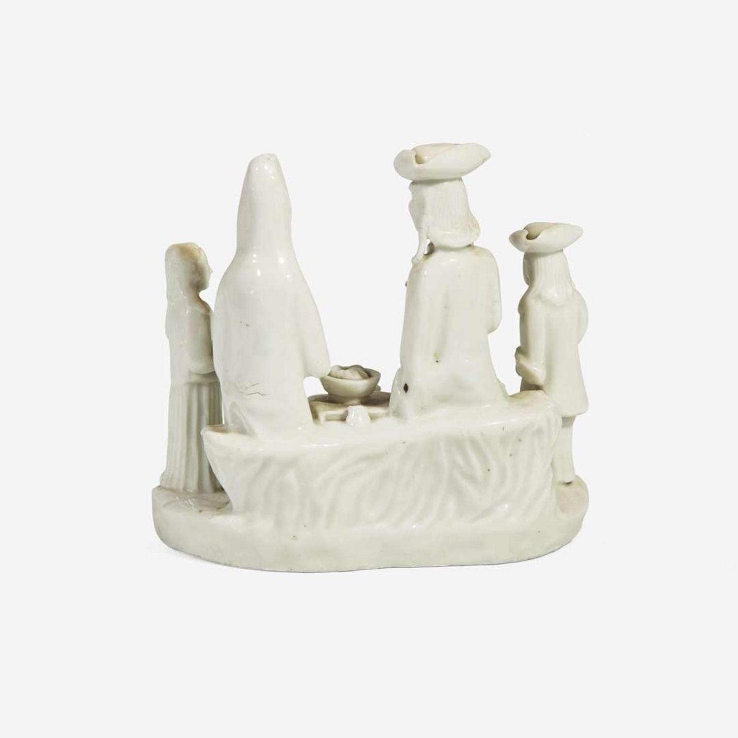 A Chinese Export blanc-de-chine porcelain group of a Dutch family Dehua, early 18th century