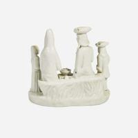 A Chinese Export blanc-de-chine porcelain group of a Dutch family Dehua, early 18th century