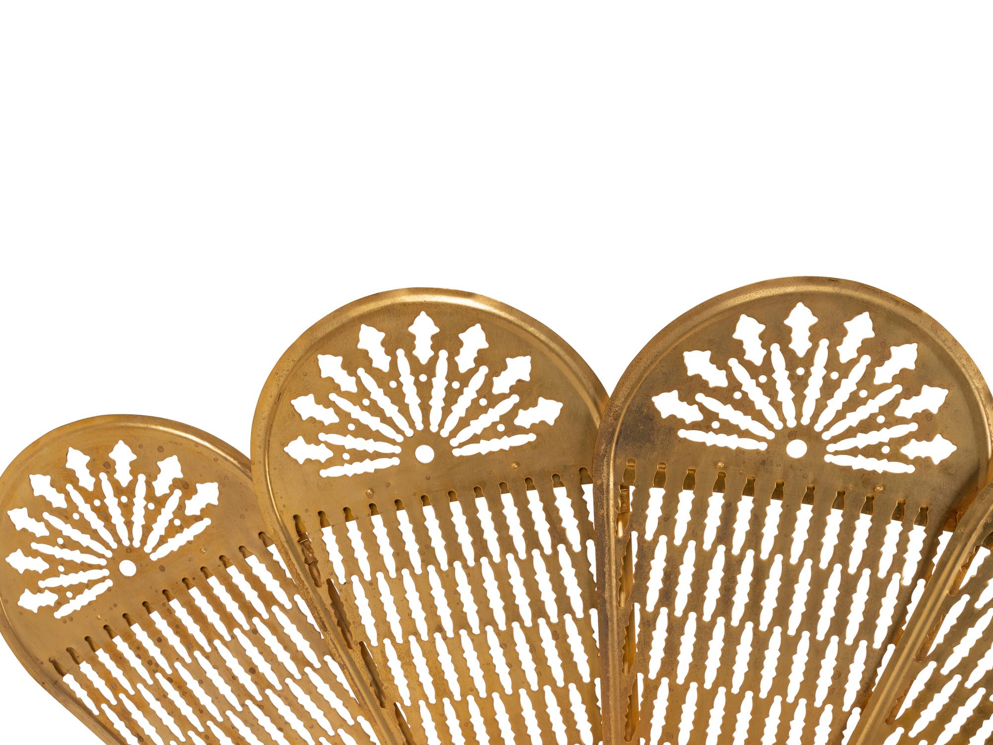 A Continental Brass Fan-Form Fire Screen