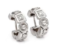 A Pair 18 Karat White Gold and Diamond Hoop Earrings, Penny Preville, 4.60 dwts.